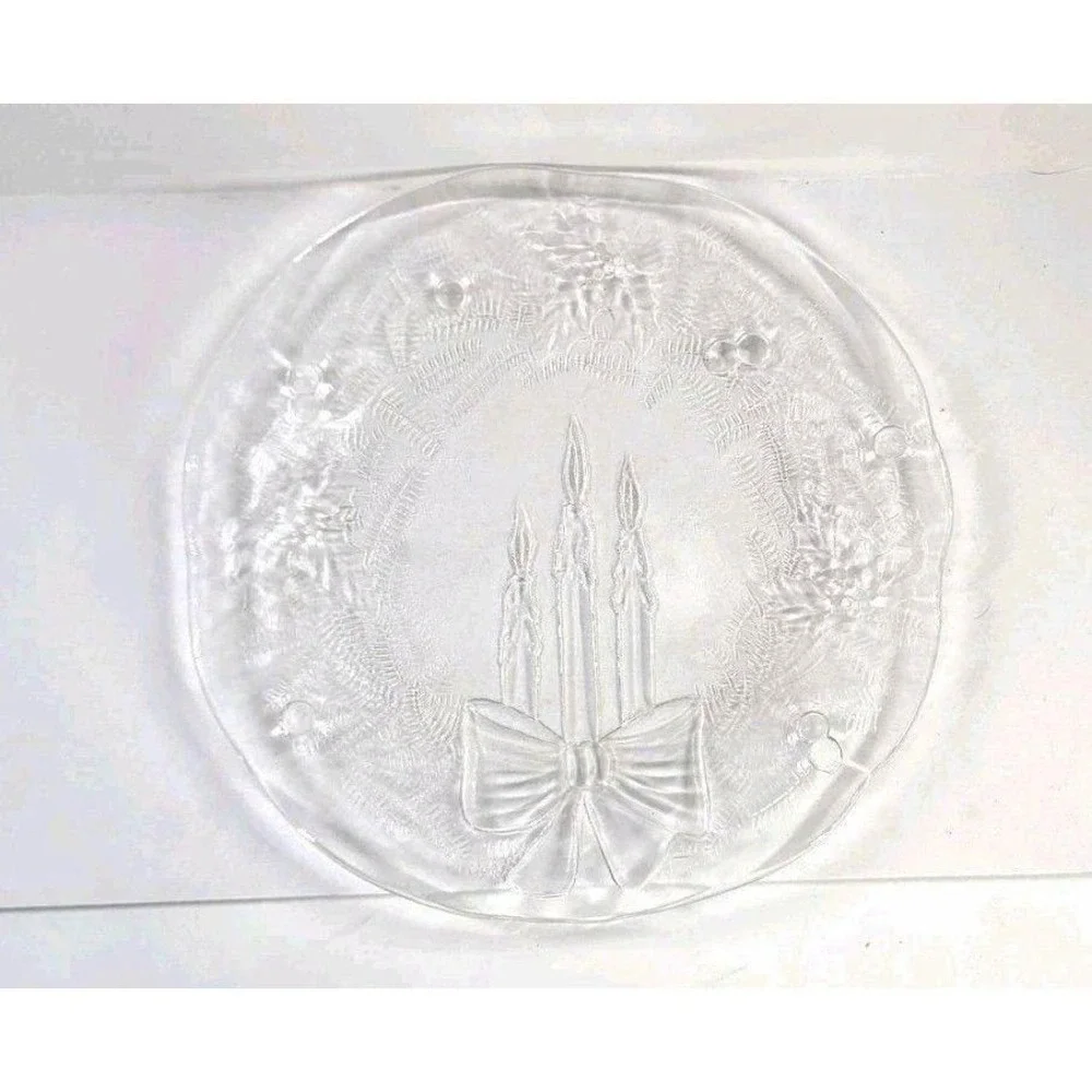 Vtg Pilgrim Glass Holiday Serving Platter‎ Christmas Dish ~12
